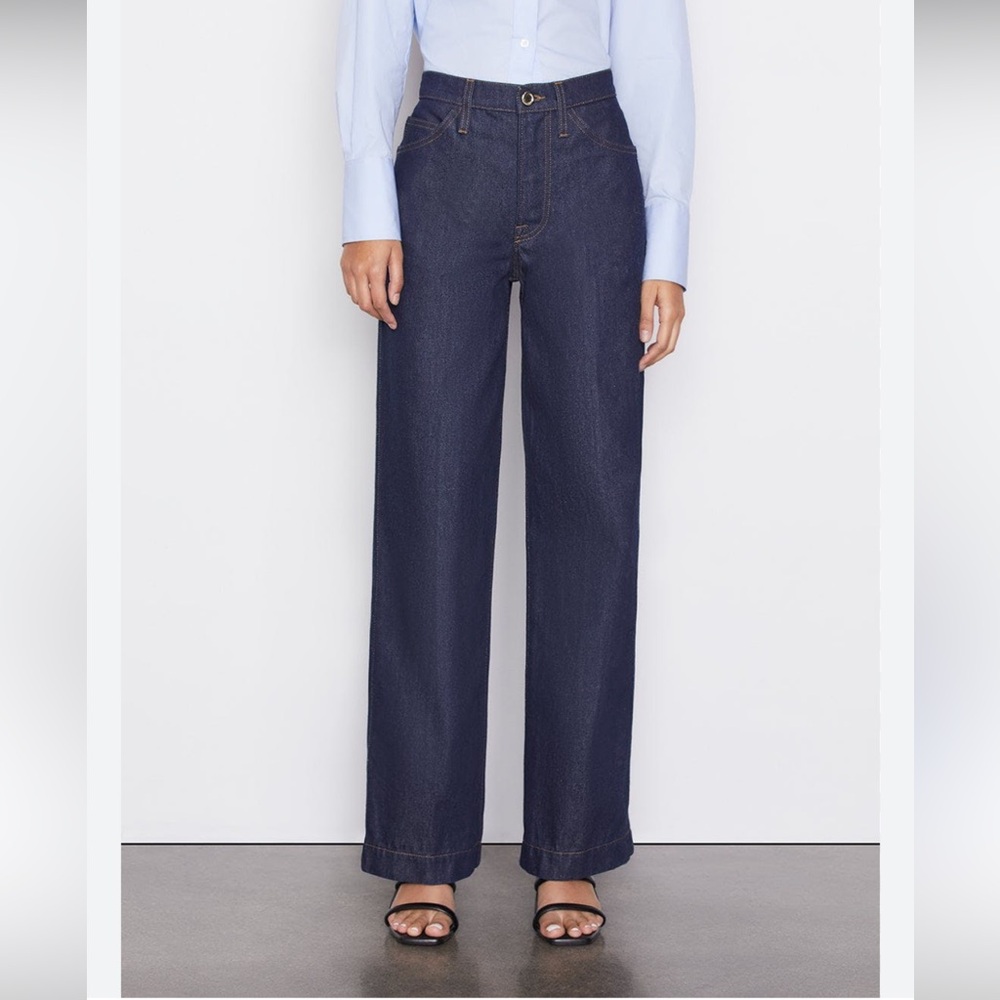 Frame Denim Wide-Leg Dark Navy Jeans